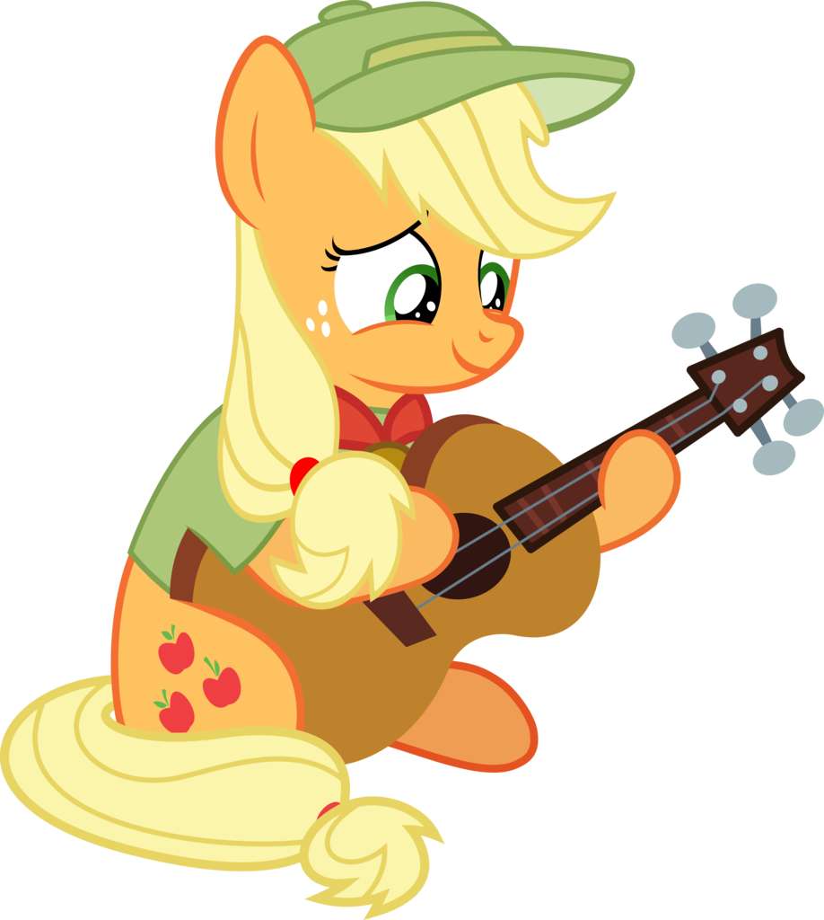 Acoustic Guitar, Applejack, Artist - Mlp Applejack W Guitar (918x1024), Png Download
