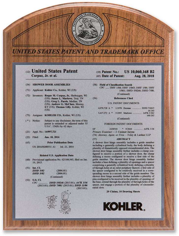 Rotunda Series Patent Plaque Solid Walnut Silver - Patent (900x1067), Png Download