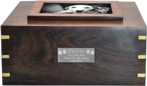 Silver Metal Photo Plaque & Small Text Plaque Shown - Wooden Dog Urn Box (500x500), Png Download