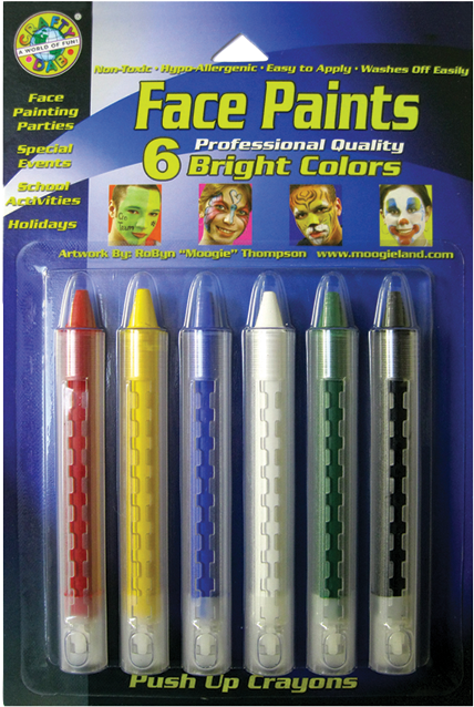 Face Paint Push-up Crayons Bright - Crafty Dab Face Paint Push Up Crayons 6/pkg-bright (650x650), Png Download