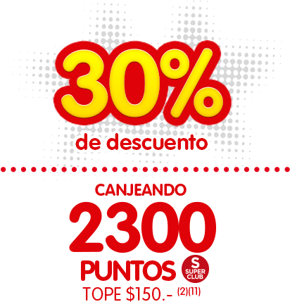 Canjeá Tus Puntos Superclub A Través De Online Banking - 30 Porciento De Descuento Png (500x447), Png Download