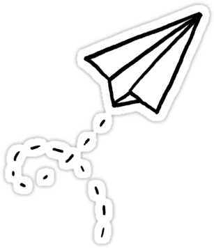 "paper Plane" Stickers By Leah Flores - Paper Airplane Sticker (375x360), Png Download