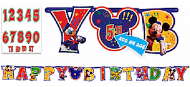 Mickey Mouse Add An Age Letter Banner - Mickey Mouse Decorating Kit Birthday Party Supplies (375x375), Png Download