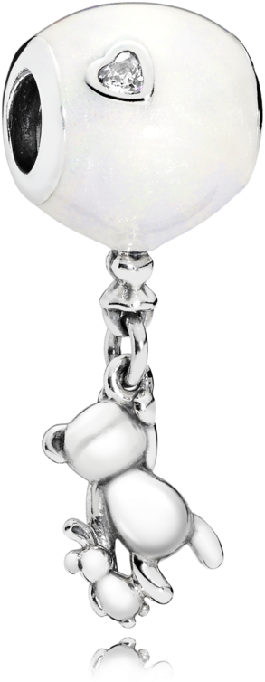 Charm Ursinho De Pelúcia Com Balão Prata - - Pandora Balloon Charm (1000x1000), Png Download