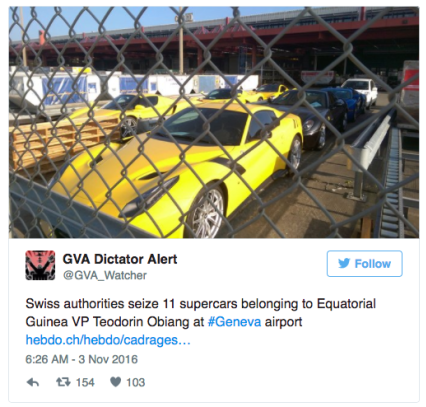 $8 Million Dollars Of Supercars Seized From African - Teodorin Obiang Voitures (800x406), Png Download
