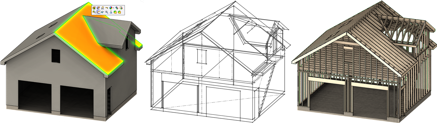 3d Wireframe Sketch Other Uses - House (1857x538), Png Download
