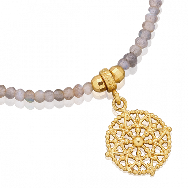 Grey Labradorites Bracelet With Gold Beads And Emma - Bransoletka Z Labradorytów (650x650), Png Download