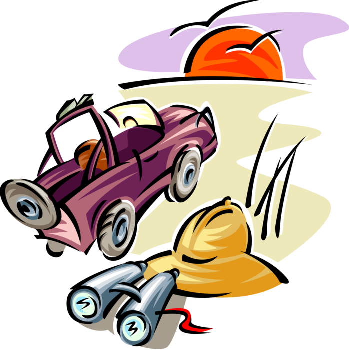 Vector Illustration Of Travel Safari Jeep With Pith - Clip Art (699x700), Png Download