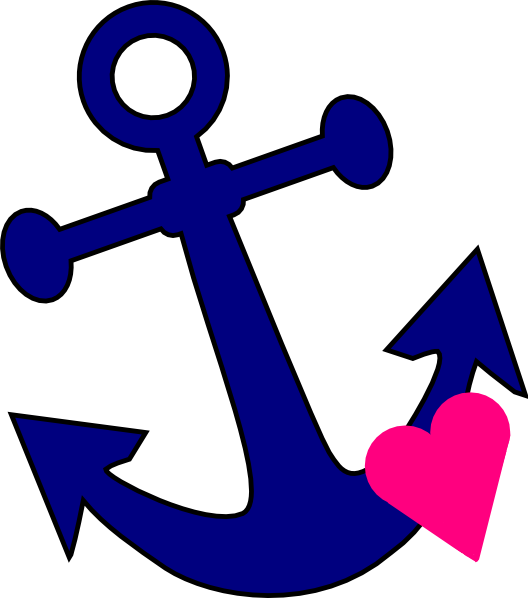 Anchor With Heart Clip Art At Clker Com Vector Clip - Pink Nautical Clip Art (528x598), Png Download