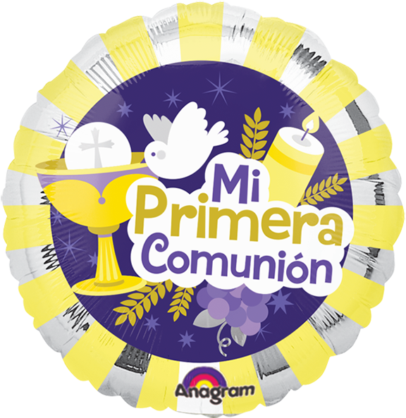 Mi Primera Comunión Morado - 18" Mi Imera Comunion Elements Balloon - Mylar Balloons (600x600), Png Download