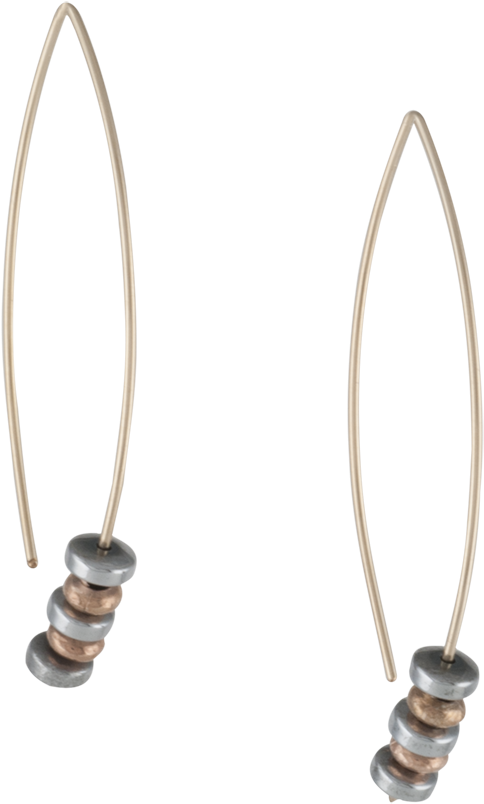 Gold Earrings With Hematite And Gold Beads - Earrings (1000x1000), Png Download