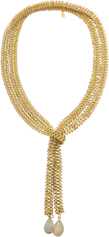 Teramasu Gold Scarf Necklace With Moonstone - Gold (850x1000), Png Download