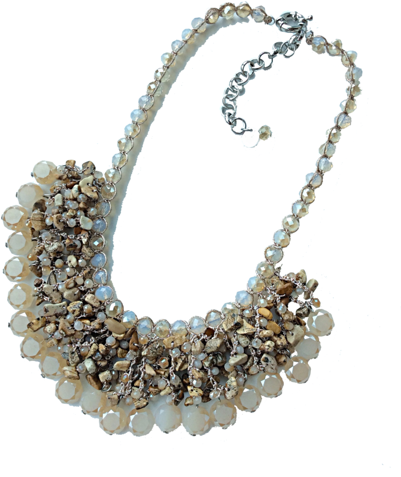 Designer Handmade Glass Bead Statement Necklace By - Necklace (840x1024), Png Download