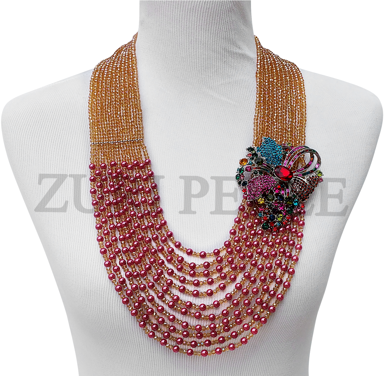 Handmade Unique Pearl Jewelry, Made With Pink Pearl - Multi-strand Necklace (386x364), Png Download
