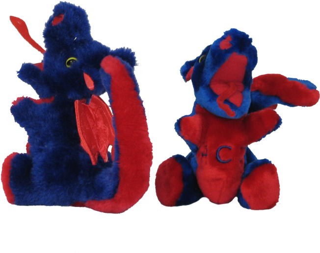 Stuffed Dragons In Royal Blue And Red Fabric - Red (720x720), Png Download