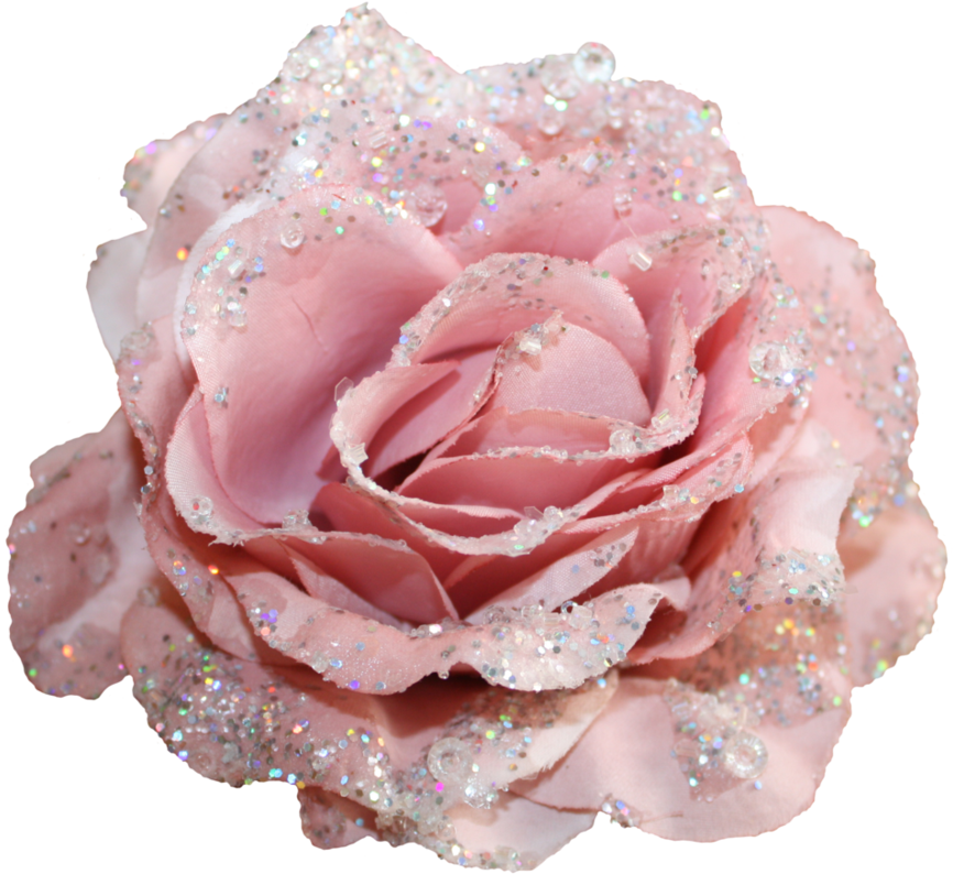Go To Image - Pink Roses With Glitter (932x857), Png Download