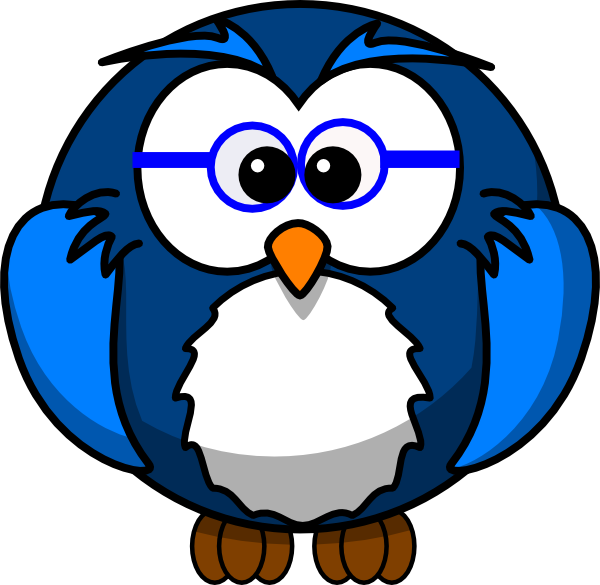 Blue Owl With Glasses Svg Clip Arts 600 X 585 Px (600x585), Png Download