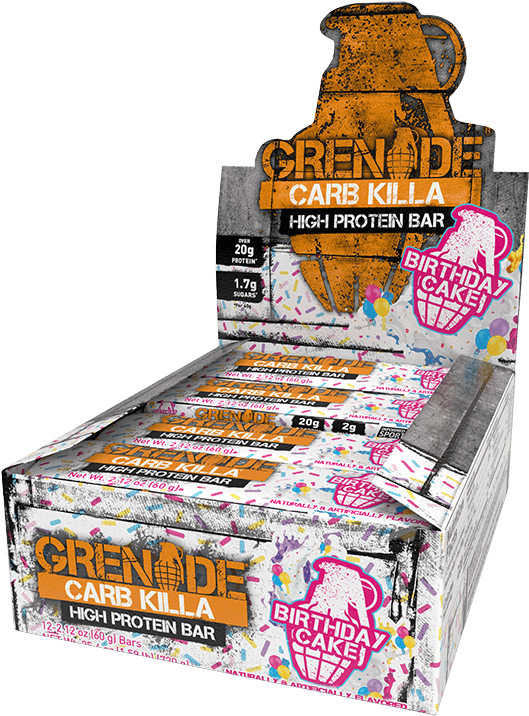 Grenade Birthday Cake Protein Bar (800x800), Png Download