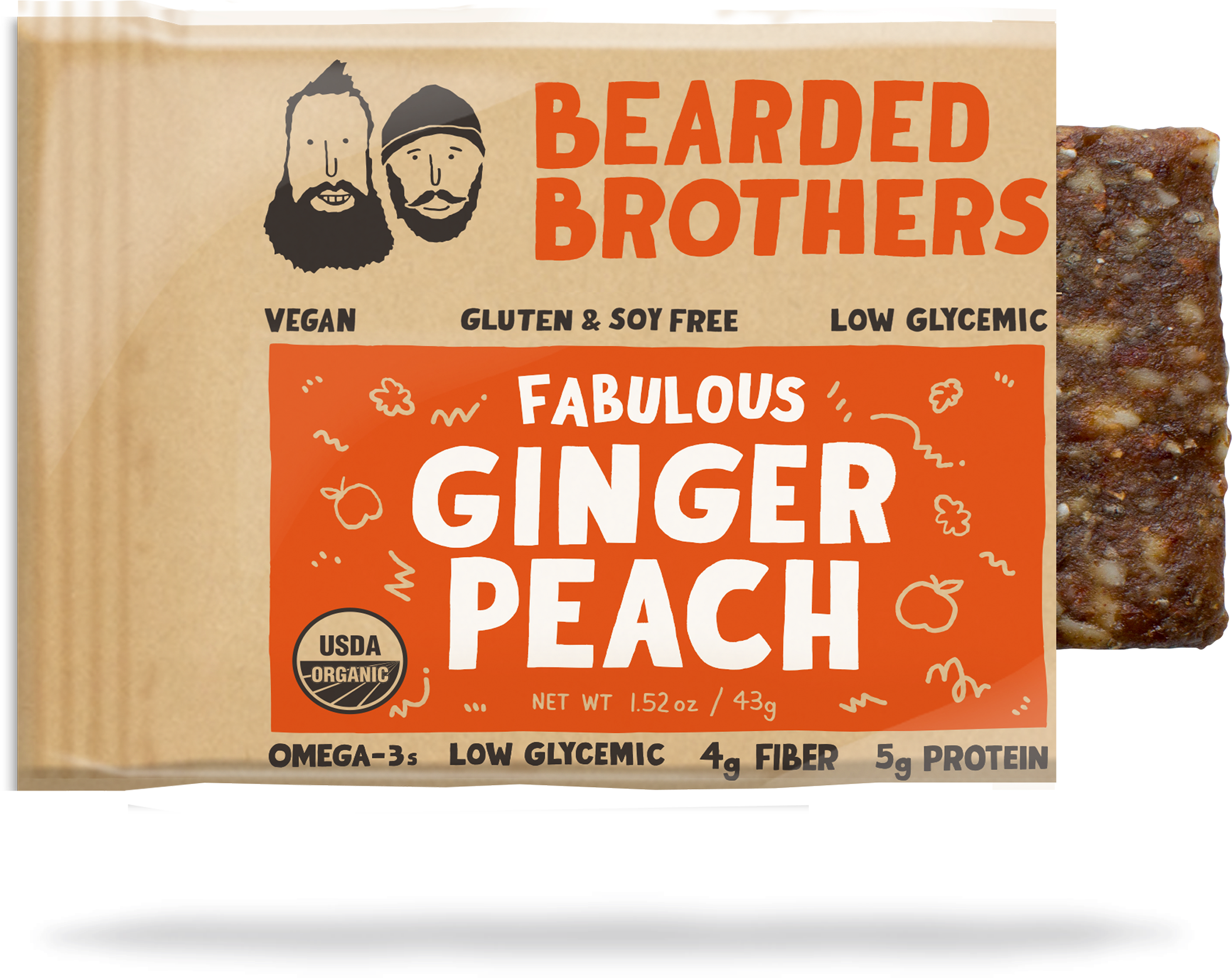 No-name Fabulous Ginger Peach Energy Bar - Bearded Brothers - Energy Bar Bodacious Blueberry Vanilla (4480x3666), Png Download