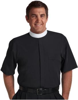 Cs400 Men's Short Sleeve Neck Band Clergy Shirt - Clerical Shirt - Short Sleeve Banded Collar - 16 (275x525), Png Download
