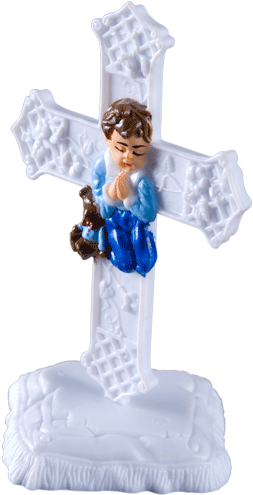 Niño C/oso En Cruz - Figurine (500x500), Png Download