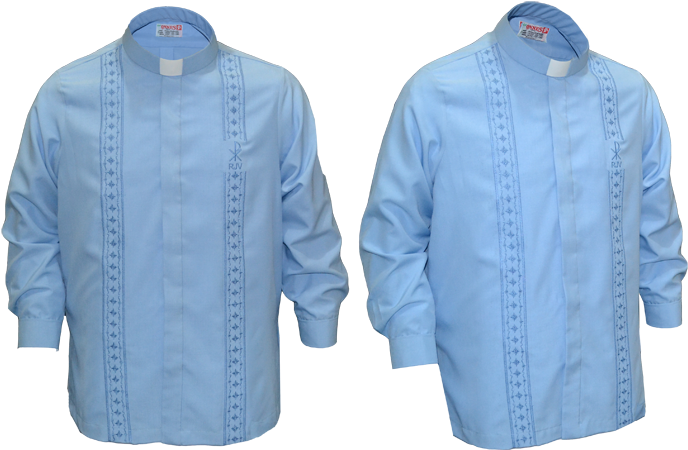 Black Clerical - Office Polo Barong Formal Uniform (697x472), Png Download