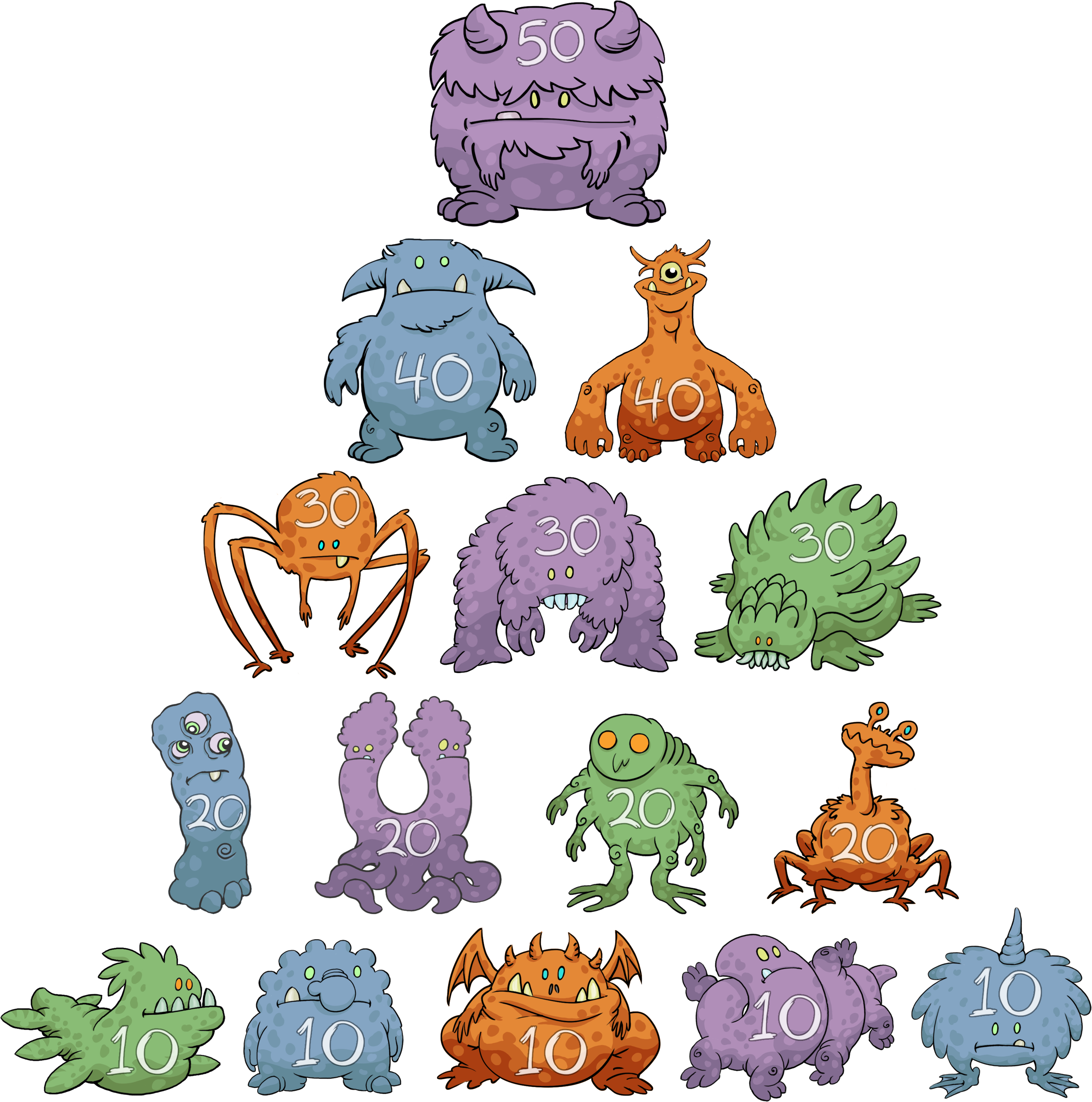 Monsters From Shapes - Design (2800x2800), Png Download