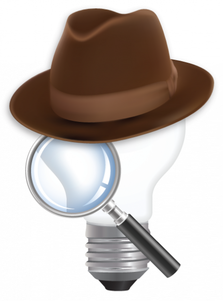 Chemhat Lightbulb Logo Wearing Detective Hat - Search Icon (445x600), Png Download