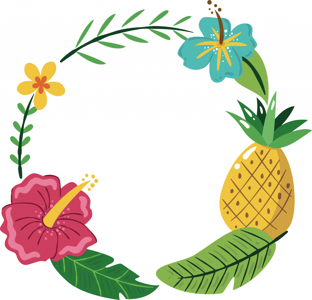 Pineapple Decoration Unique Pineapple Icon Yellow Pineapple - Tropical Wreath Personalized Pinback Button, Magnet (1024x983), Png Download
