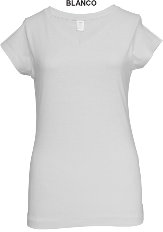 Playera Dama Manga Corta Cuello V Algodón Peinado Blanca - T-shirt (800x800), Png Download