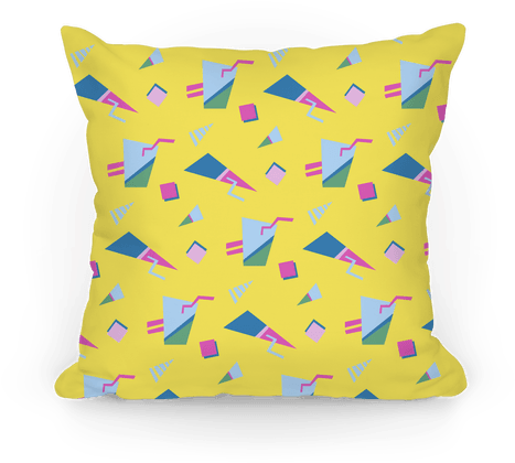 Yellow 80s/90s Pattern Pillow - 1990s (484x484), Png Download