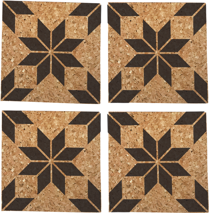 Eight-pointed Large Star Quilt Pattern Cork Coasters, (1200x805), Png Download