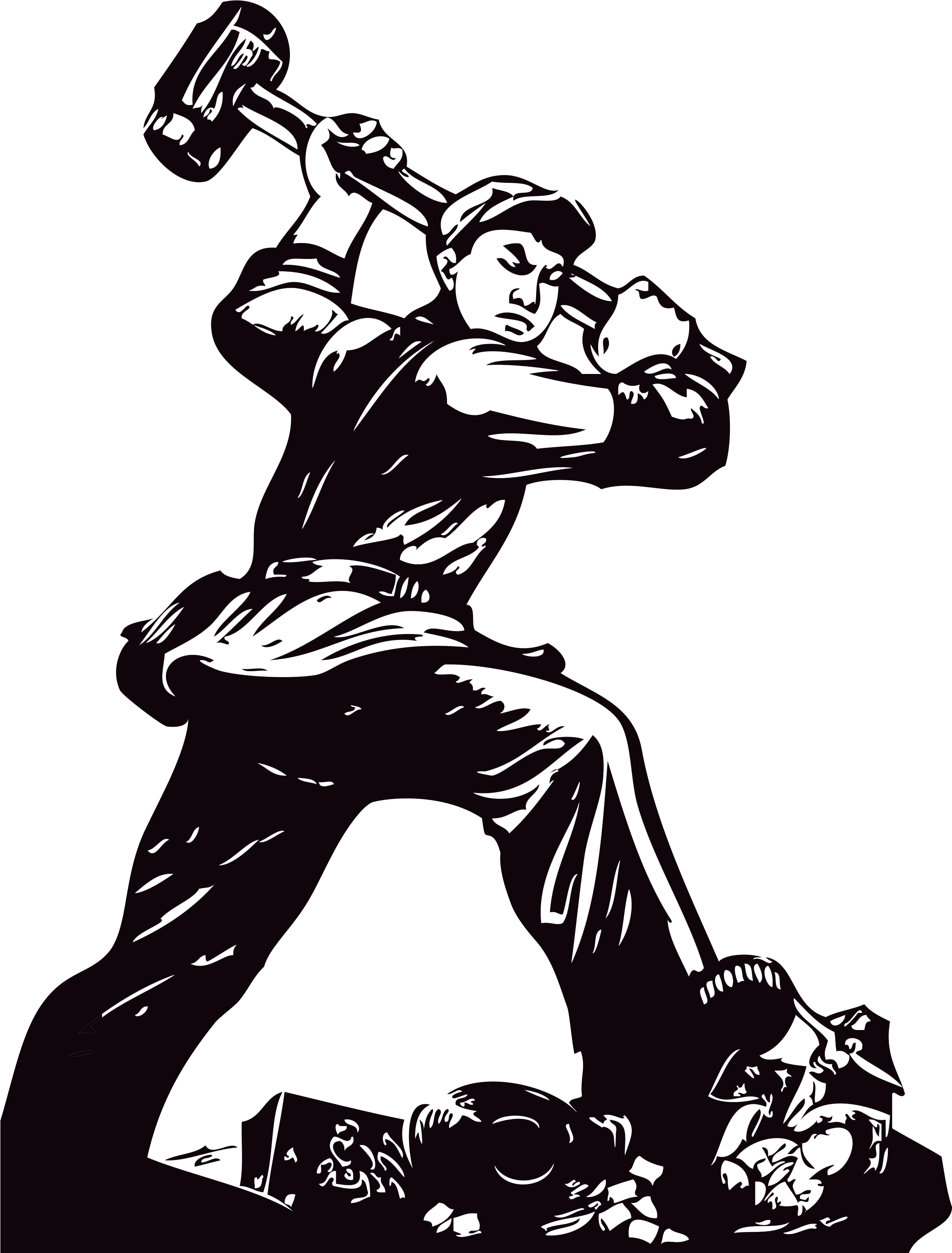 Hand Painted Black Working People Decoration Vector - Advertising (4147x3846), Png Download