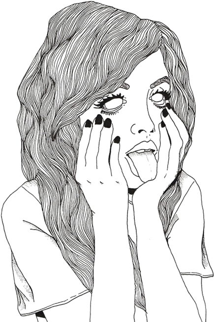 Est-ce Que Tu M'aimes - Girl Drawing Tumblr Grunge (469x750), Png Download