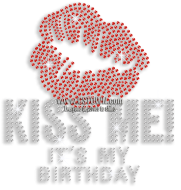 Kiss Me On My Birthday Iron-on Rhinestone Transfer - Birthday (450x450), Png Download