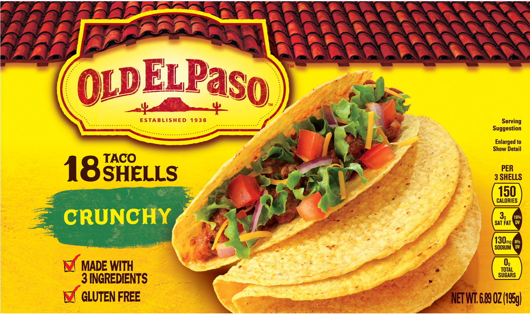 Old El Paso Taco Shells Crunchy 12 Ct (1800x1800), Png Download