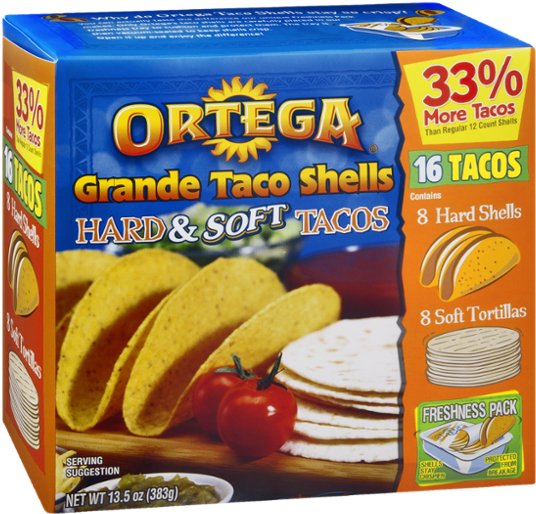 Ortega Grande Tacos Shells - 16 Tacos, 13.5 Oz (600x600), Png Download