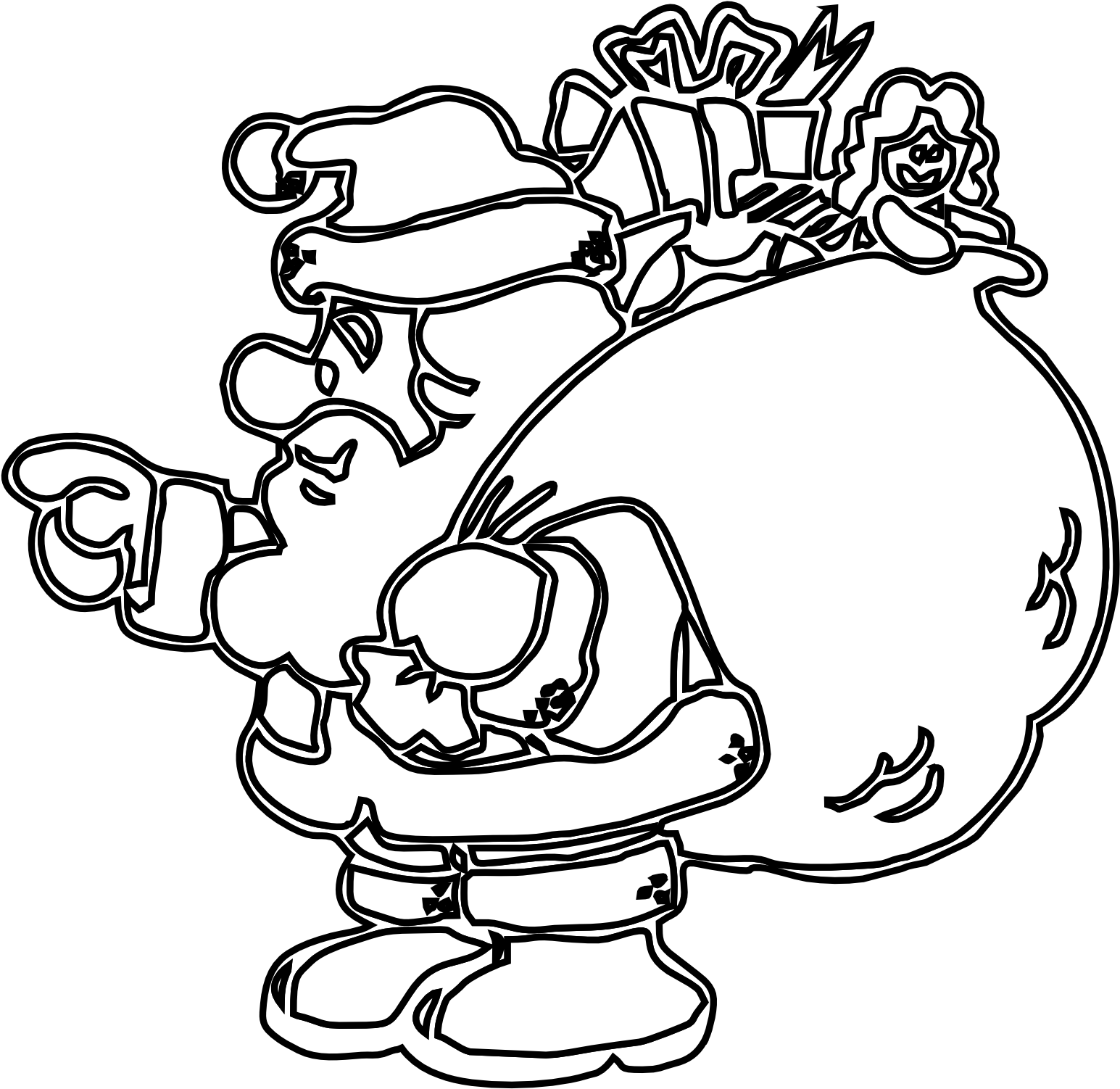 New Santa Clip Art Black And White Medium Size - Christmas Coloring Pages (1969x2785), Png Download