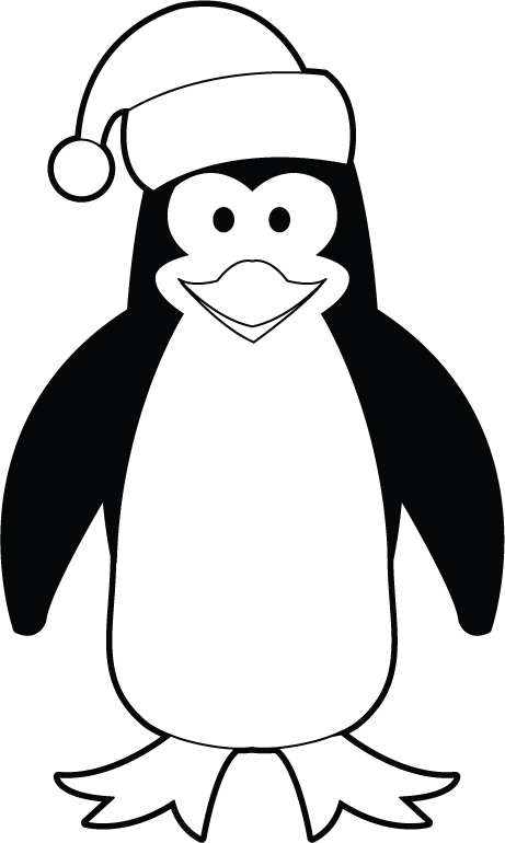 Penguin Clipart Black And White Png ↺ - Christmas Penguin Clipart Black And White (461x770), Png Download