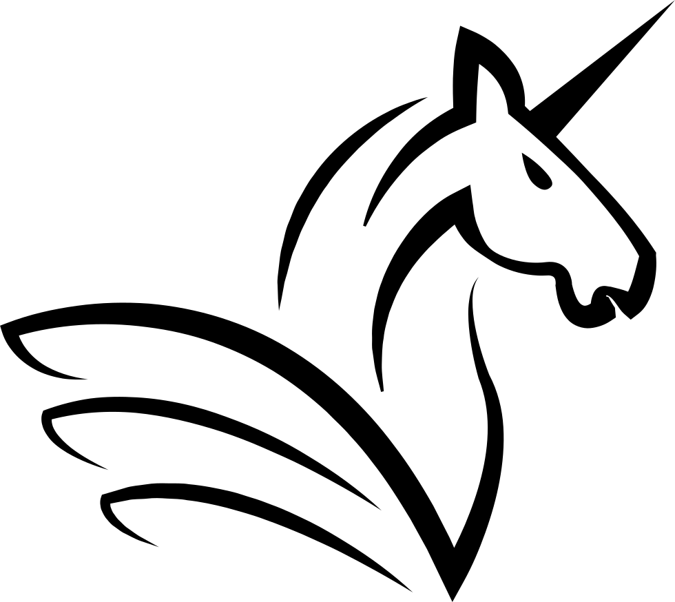 Unicorn Horse Head With A Horn And Wings Comments - Horse Face Logo Clipart Black And White (980x874), Png Download