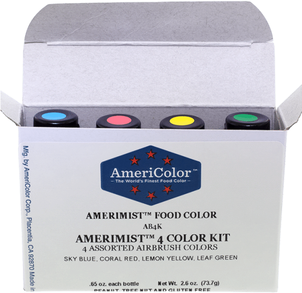 Airbrush Amerimist™ Student Color Kit With 4 Colors - Americolor Amerimist 4 Color Kit Airbrush Food 65 Ounces (600x600), Png Download