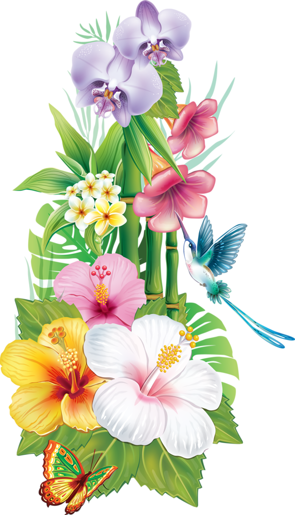 Tropical Flores Vectorizadas, Pintura En Tela, Pintar, - Buenos Dias Pensamientos Del Alma (587x1024), Png Download