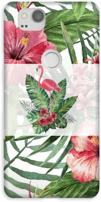 Flores Rosas Y Flamencos Funda Pixel - Pink Flamingo Tropical Floral 5'x7'area Ru (484x800), Png Download