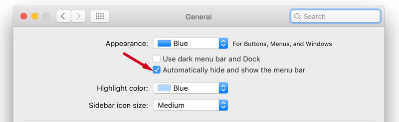 Check The Box That Reads “automatically Hide And Show - Menu Bar (800x246), Png Download