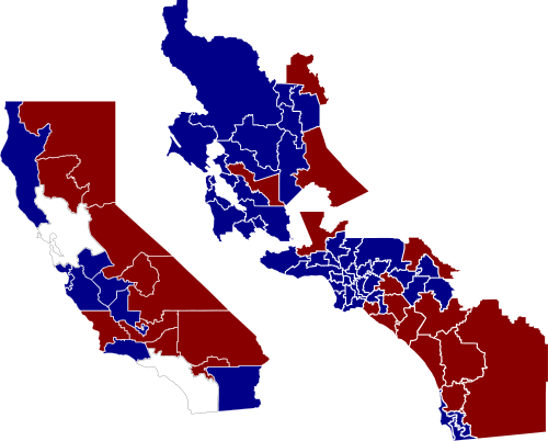 That Said, The Southern State Would Probably Not Go - California District Map By Party (500x402), Png Download