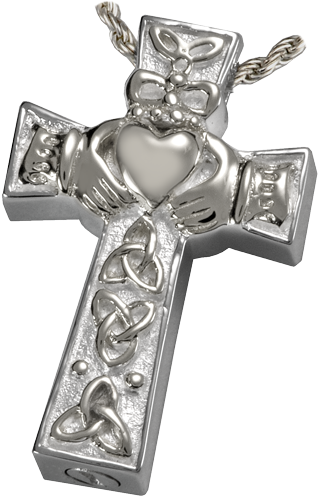 Claddagh Cross Cremation Pendant - Cremation Jewelry: Claddagh Celtic Cross (500x500), Png Download