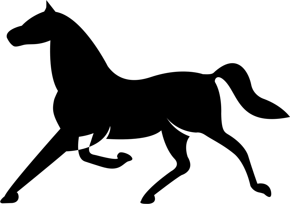 Horse Of Thin Elegant Black Shape In Running Pose Comments - Horse (981x690), Png Download