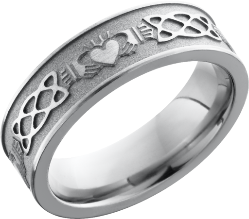 Titanium 6mm Band 6fcladdaghceltic - Bisou Jewels Womens Titanium, Claddagh Celtic Engraved (600x450), Png Download