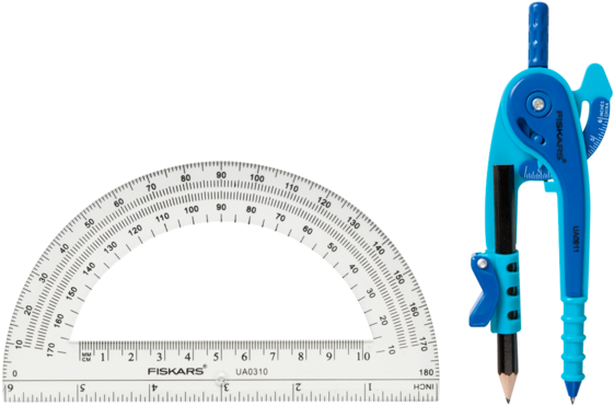 Compass And Protractor Set1 Product Main - Geometry Compass And Protractor (579x462), Png Download