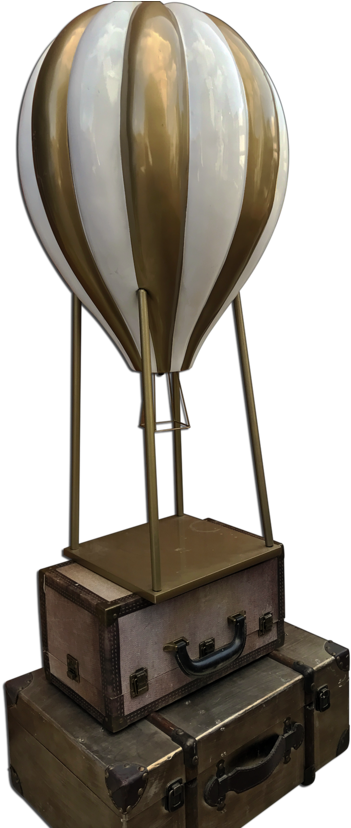 Gold & White Hot Air Balloon Package - Gold (620x827), Png Download